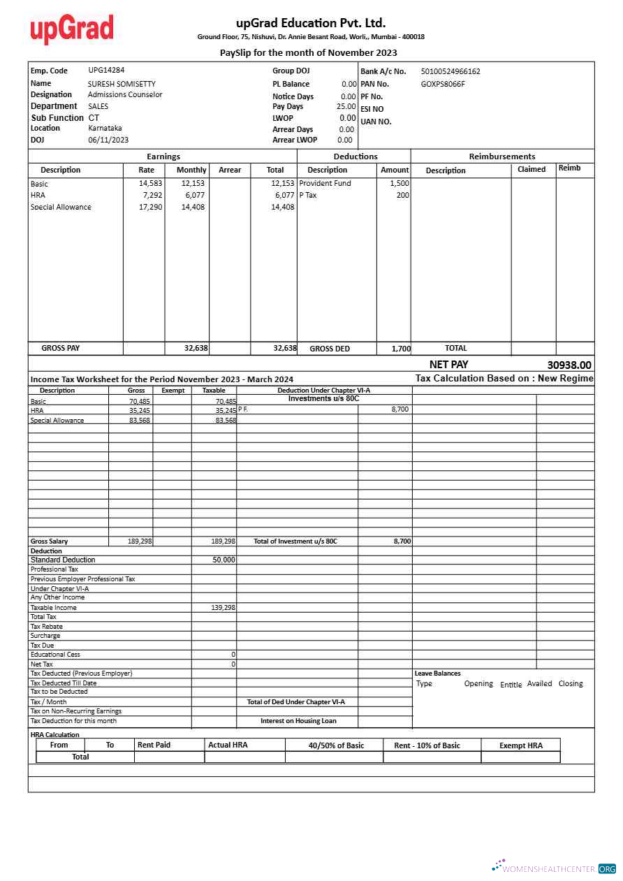 Download upGrad Educaton payslip template in Word and PDF formats.pdf, 1 Photoshop template